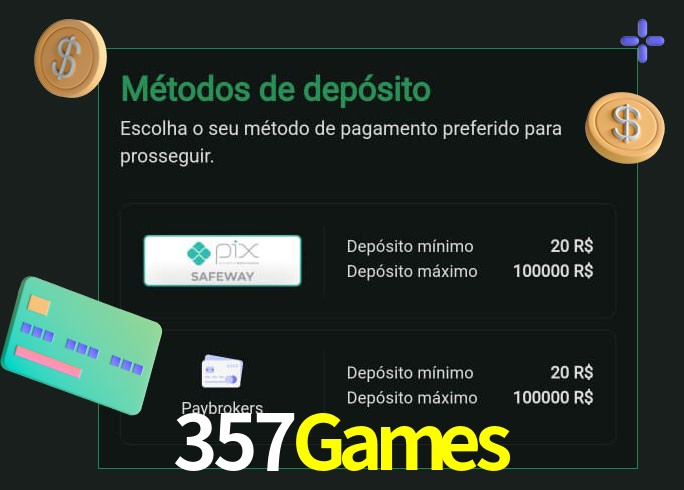 O cassino 357Games oferece uma grande variedade de métodos de pagamento